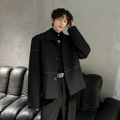 Casual Pad Shoulder Suit Jacket for Men Vintage Style Elegant and TrendyFashion, Slim Fit, Streetwear Look