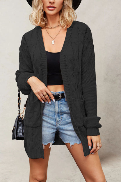 V-neck Fried Dough Twists long sleeve loose casual sweater coat