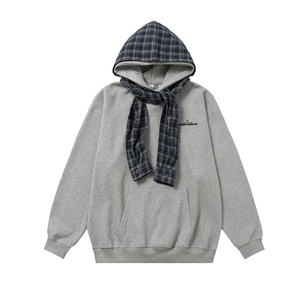 Fake two fleece hooded sweatshirts for men and women