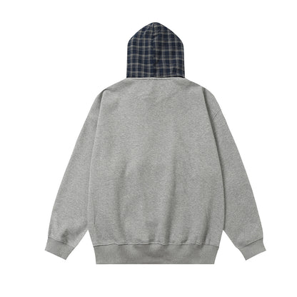 Fake two fleece hooded sweatshirts for men and women