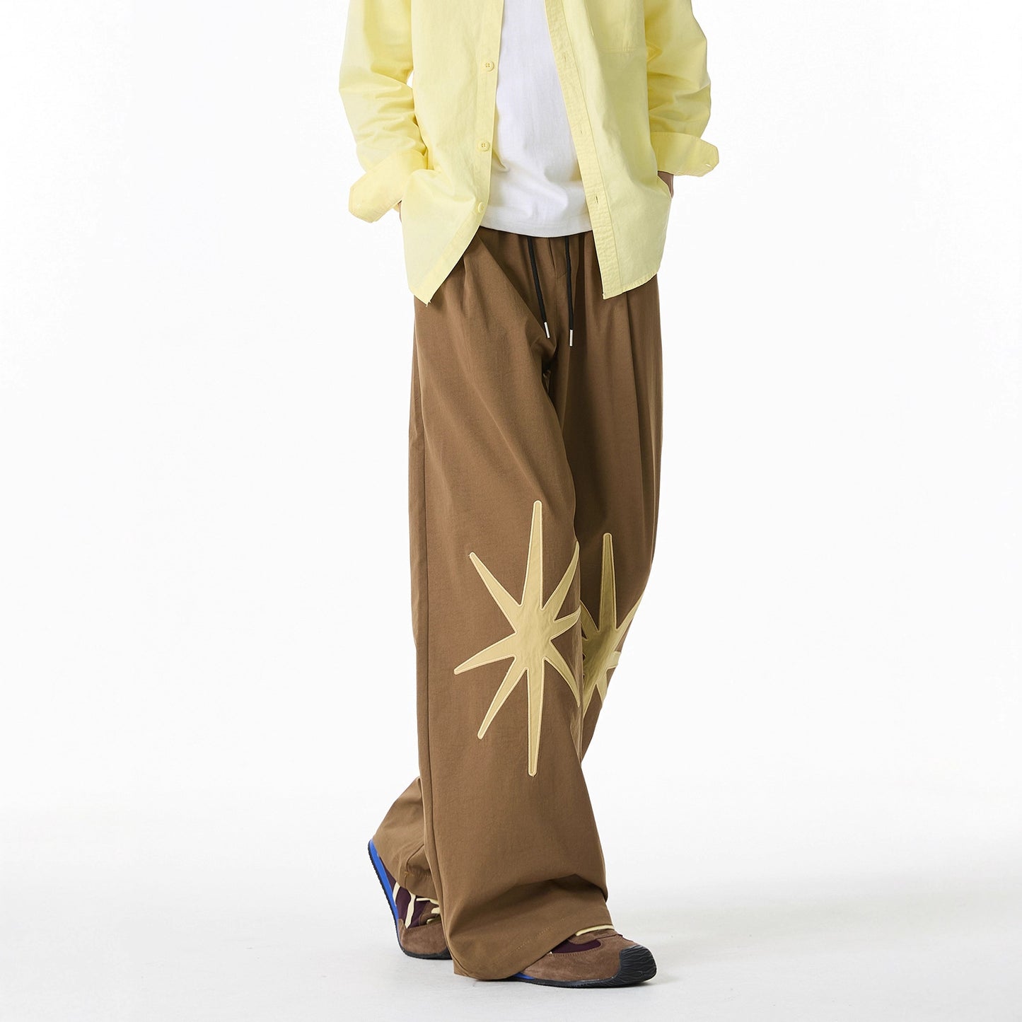 Casual Pants Men Style Loose Quick-Dry Long Pants Vibe Streetwear Versatile Casual Trousers Star Pattern