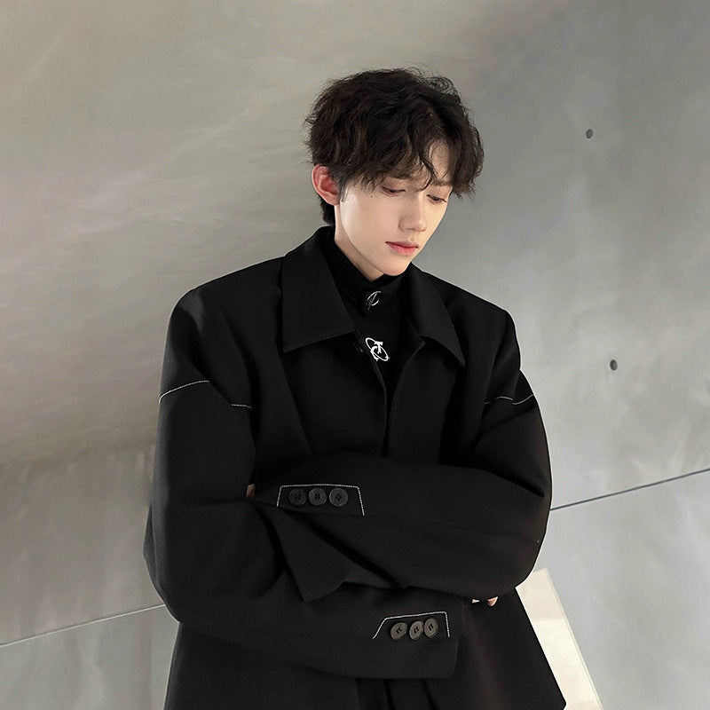 Casual Pad Shoulder Suit Jacket for Men Vintage Style Elegant and TrendyFashion, Slim Fit, Streetwear Look