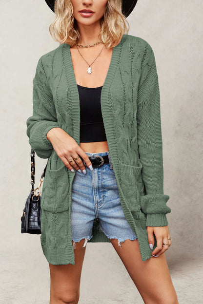 V-neck Fried Dough Twists long sleeve loose casual sweater coat