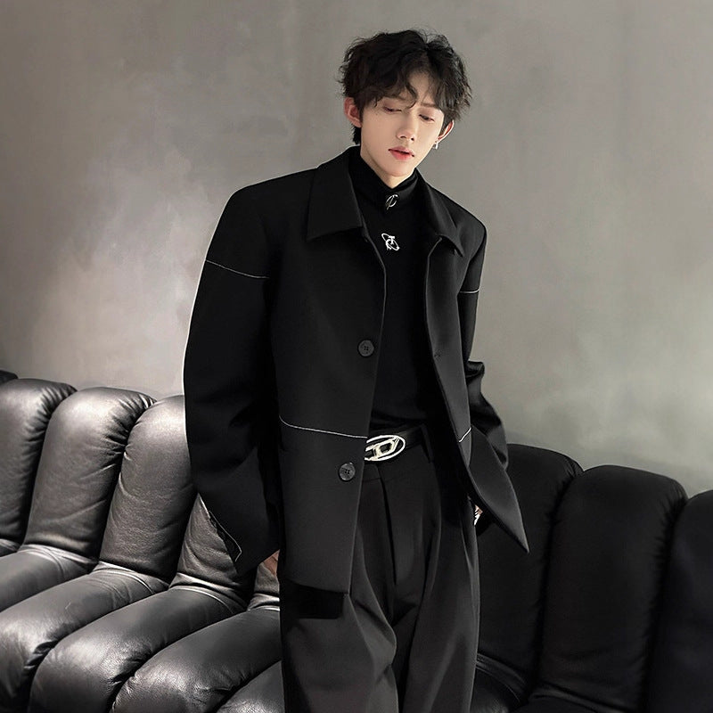 Casual Pad Shoulder Suit Jacket for Men Vintage Style Elegant and TrendyFashion, Slim Fit, Streetwear Look