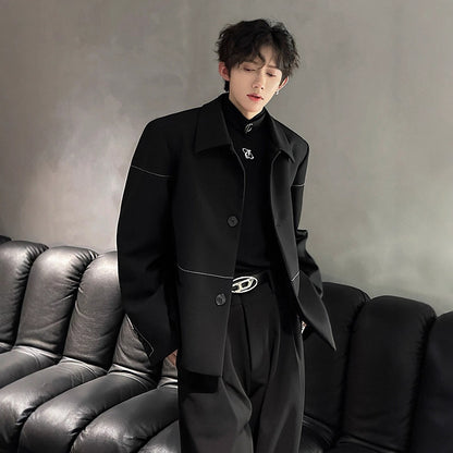 Casual Pad Shoulder Suit Jacket for Men Vintage Style Elegant and TrendyFashion, Slim Fit, Streetwear Look